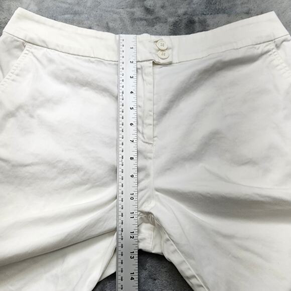 Multiples Pants Womens 12 White Stretch Cotton Capri Button Hem Preppy Nautical - Picture 10 of 13
